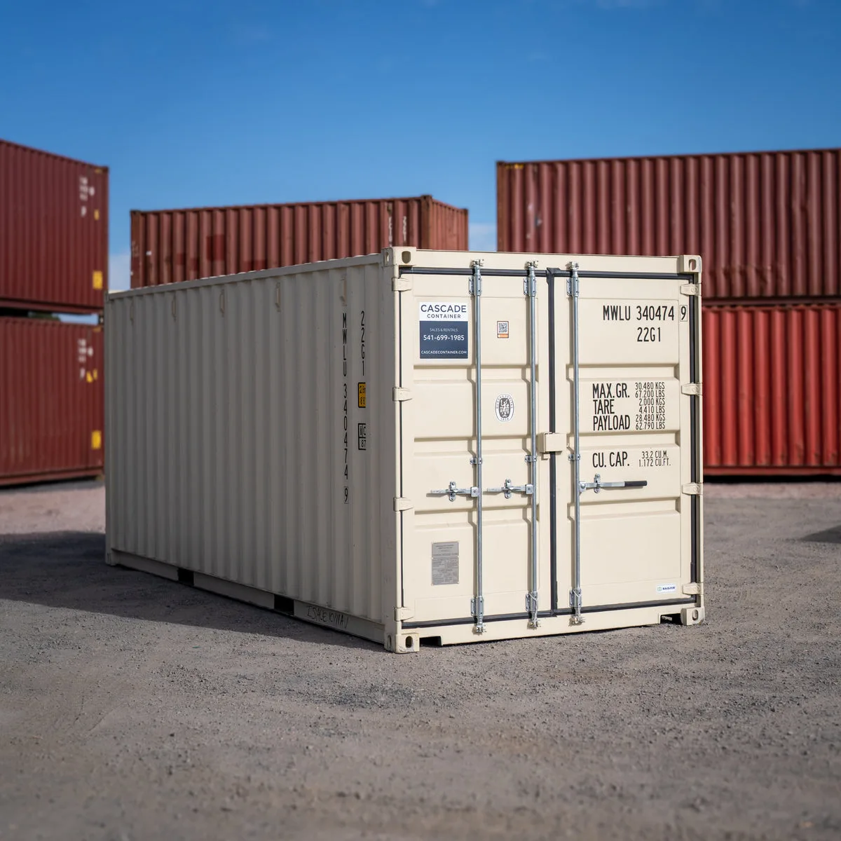 20' rental storage container on site