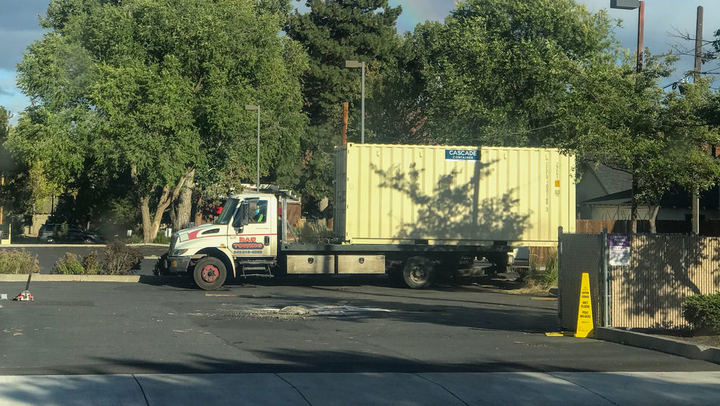 Cascade Vaults 20' Tilt Bed Truck with 20' Shipping Container