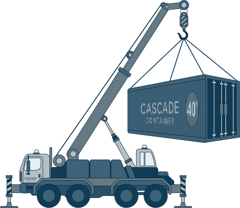 Cascade Vaults, Crane Shipping Container Deliveries