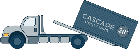 Cascade Vaults - Tilt bed truck with 20' container
